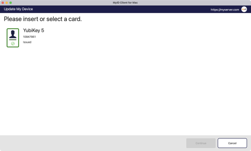 Update My Device screen